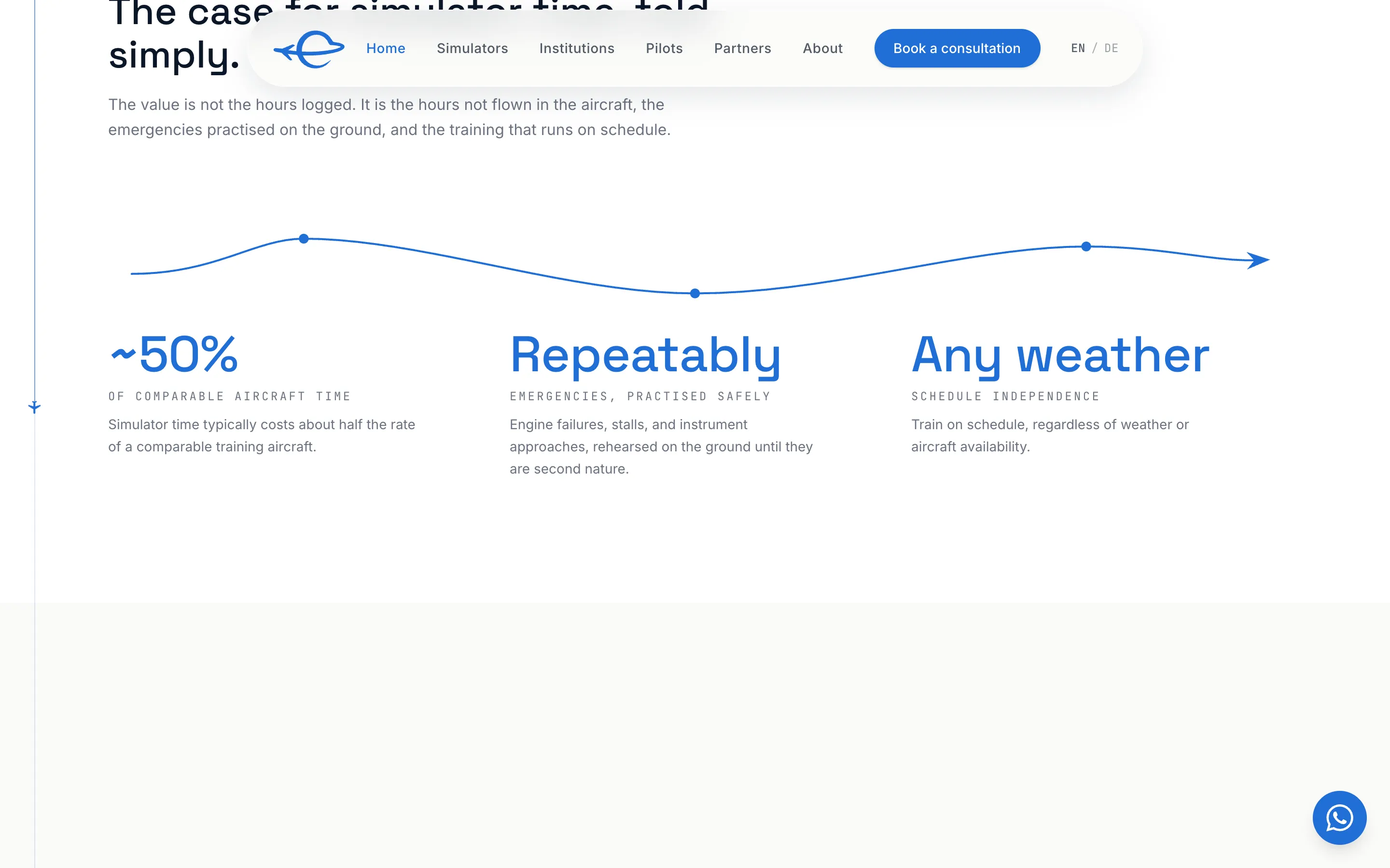 An inner page of the EPC Aviation website