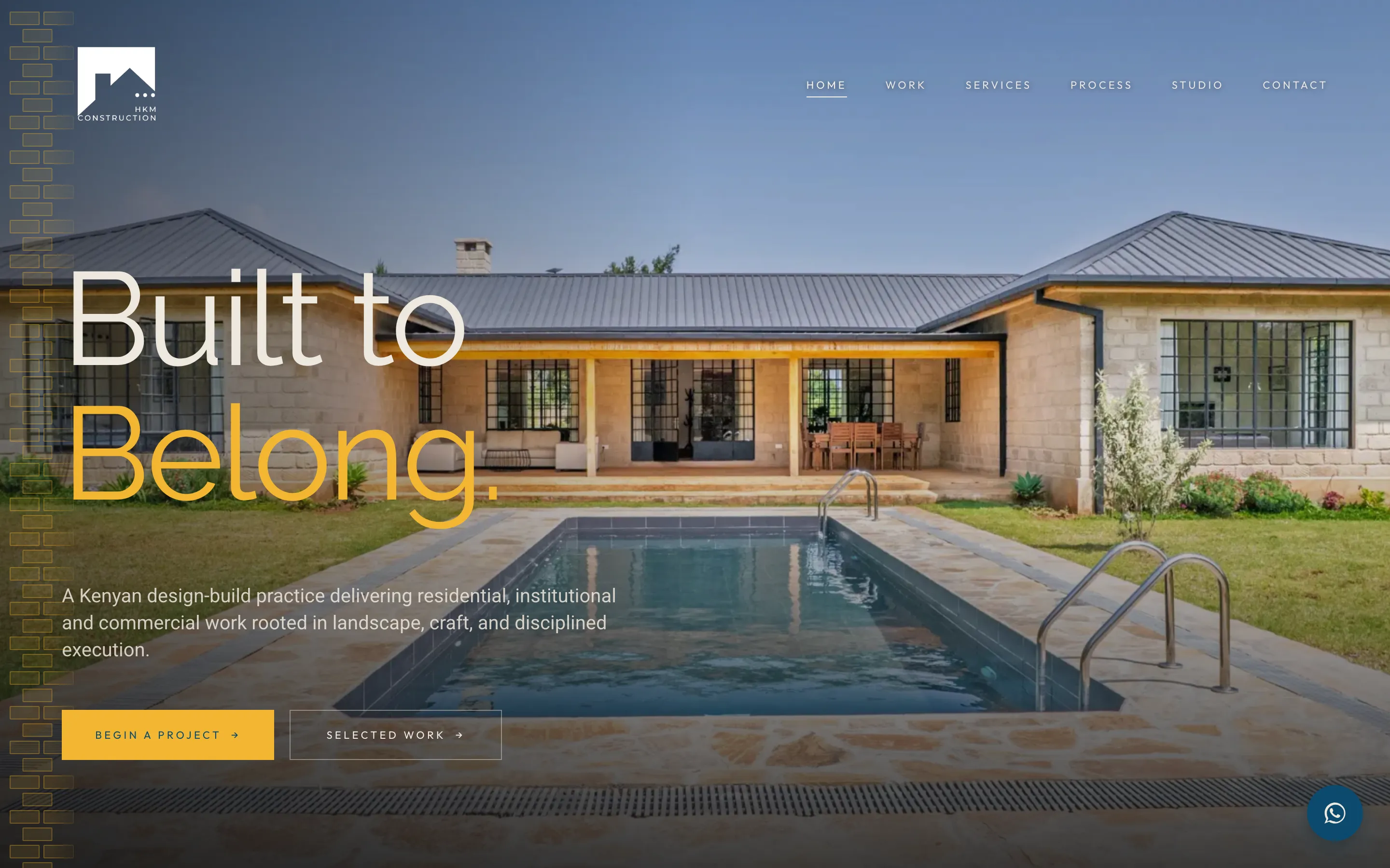 Homepage of the HKM Construction website