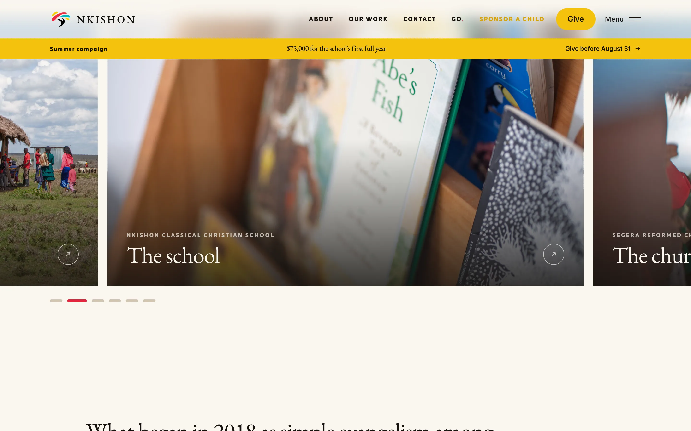 An inner page of the Nkishon Mission Foundation website